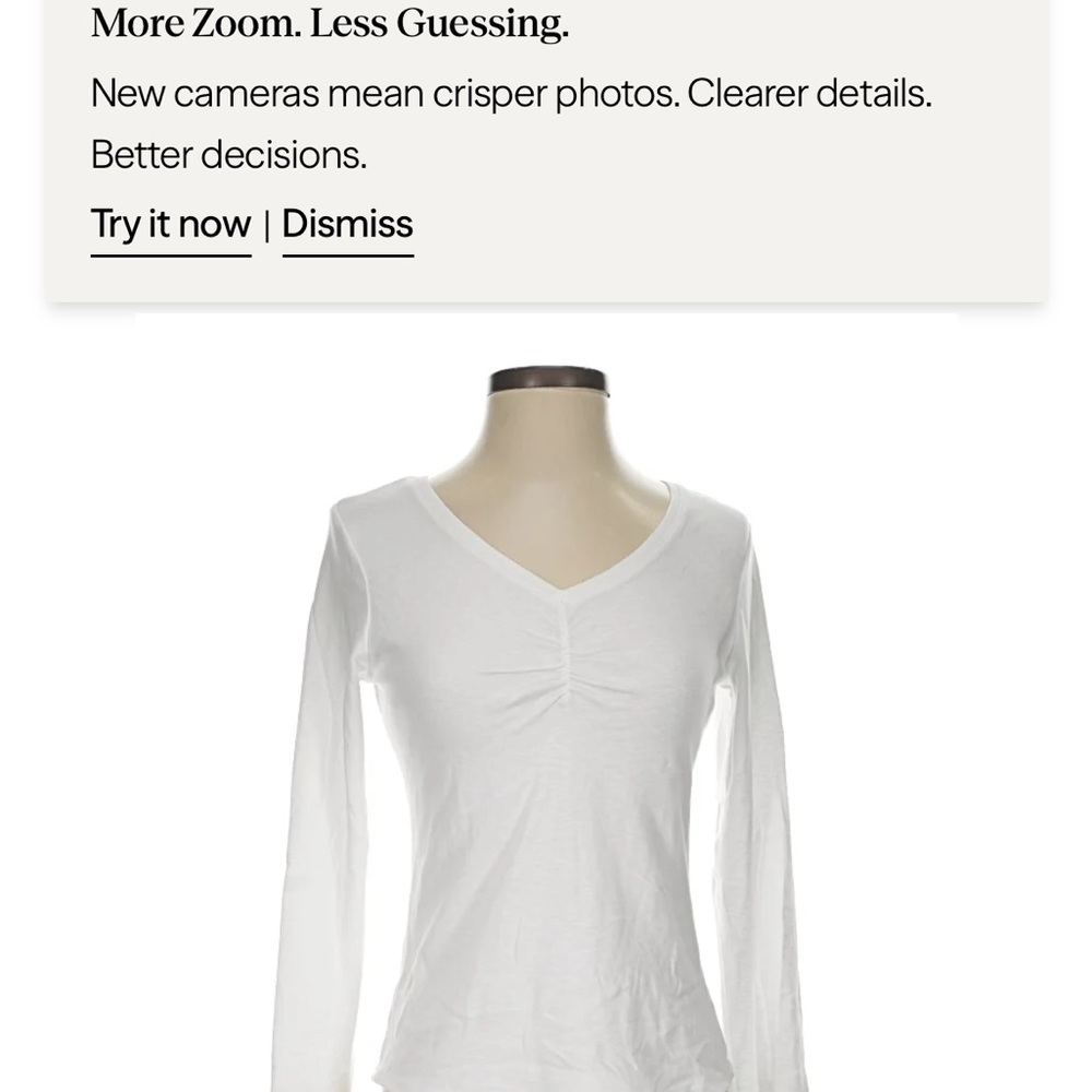 Cynthia Rowley White V-Neck Long Sleeve Top - Size Medium